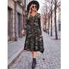 image:imageZeagoo Dresses for Women Long Sleeve Midi Dress Fall Casual A Line Dress 2026 V Neck Flare Dress with PocketsFloral