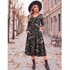 image:imageZeagoo Dresses for Women Long Sleeve Midi Dress Fall Casual A Line Dress 2026 V Neck Flare Dress with PocketsFloral