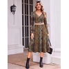image:imageZeagoo Dresses for Women Long Sleeve Midi Dress Fall Casual A Line Dress 2026 V Neck Flare Dress with PocketsFloral Printed1
