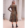 image:imageZeagoo Dresses for Women Long Sleeve Midi Dress Fall Casual A Line Dress 2026 V Neck Flare Dress with PocketsFloral Printed1