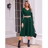 image:imageZeagoo Dresses for Women Long Sleeve Midi Dress Fall Casual A Line Dress 2026 V Neck Flare Dress with PocketsGreen