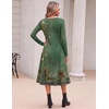 image:imageZeagoo Dresses for Women Long Sleeve Midi Dress Fall Casual A Line Dress 2026 V Neck Flare Dress with PocketsGreen Floral