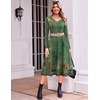 image:imageZeagoo Dresses for Women Long Sleeve Midi Dress Fall Casual A Line Dress 2026 V Neck Flare Dress with PocketsGreen Floral