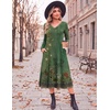 image:imageZeagoo Dresses for Women Long Sleeve Midi Dress Fall Casual A Line Dress 2026 V Neck Flare Dress with PocketsGreen Floral
