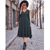 image:imageZeagoo Dresses for Women Long Sleeve Midi Dress Fall Casual A Line Dress 2026 V Neck Flare Dress with PocketsGreen Floralprinted