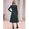 image:imageZeagoo Dresses for Women Long Sleeve Midi Dress Fall Casual A Line Dress 2026 V Neck Flare Dress with PocketsGreen Floralprinted