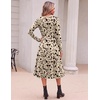 image:imageZeagoo Dresses for Women Long Sleeve Midi Dress Fall Casual A Line Dress 2026 V Neck Flare Dress with PocketsKhaki Printed