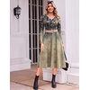 image:imageZeagoo Dresses for Women Long Sleeve Midi Dress Fall Casual A Line Dress 2026 V Neck Flare Dress with PocketsLeaf Print