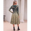 image:imageZeagoo Dresses for Women Long Sleeve Midi Dress Fall Casual A Line Dress 2026 V Neck Flare Dress with PocketsLeaf Print