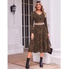image:imageZeagoo Dresses for Women Long Sleeve Midi Dress Fall Casual A Line Dress 2026 V Neck Flare Dress with PocketsLeopard Print