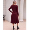 image:imageZeagoo Dresses for Women Long Sleeve Midi Dress Fall Casual A Line Dress 2026 V Neck Flare Dress with PocketsRed