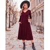 image:imageZeagoo Dresses for Women Long Sleeve Midi Dress Fall Casual A Line Dress 2026 V Neck Flare Dress with PocketsRed