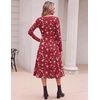 image:imageZeagoo Dresses for Women Long Sleeve Midi Dress Fall Casual A Line Dress 2026 V Neck Flare Dress with PocketsRed Floral