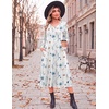 image:imageZeagoo Dresses for Women Long Sleeve Midi Dress Fall Casual A Line Dress 2026 V Neck Flare Dress with PocketsWhite Floral