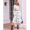 image:imageZeagoo Dresses for Women Long Sleeve Midi Dress Fall Casual A Line Dress 2026 V Neck Flare Dress with PocketsWhite Floral