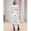 image:imageZeagoo Dresses for Women Long Sleeve Midi Dress Fall Casual A Line Dress 2026 V Neck Flare Dress with PocketsWhite Floral