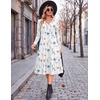 image:imageZeagoo Dresses for Women Long Sleeve Midi Dress Fall Casual A Line Dress 2026 V Neck Flare Dress with PocketsWhite Floral