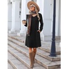 image:imageZeagoo Fall Dresses for Women Long Sleeve Casual Pleated V Neck Dress 2026 A Line Tunic DressAblack
