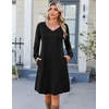 image:imageZeagoo Fall Dresses for Women Long Sleeve Casual Pleated V Neck Dress 2026 A Line Tunic DressAblack