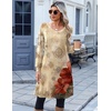 image:imageZeagoo Fall Dresses for Women Long Sleeve Casual Pleated V Neck Dress 2026 A Line Tunic DressBeige Floral