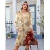 image:imageZeagoo Fall Dresses for Women Long Sleeve Casual Pleated V Neck Dress 2026 A Line Tunic DressBeige Floral