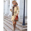 image:imageZeagoo Fall Dresses for Women Long Sleeve Casual Pleated V Neck Dress 2026 A Line Tunic DressBeige Floral