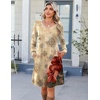 image:imageZeagoo Fall Dresses for Women Long Sleeve Casual Pleated V Neck Dress 2026 A Line Tunic DressBeige Floral