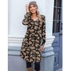 image:imageZeagoo Fall Dresses for Women Long Sleeve Casual Pleated V Neck Dress 2026 A Line Tunic DressBlack Floral 02