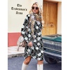 image:imageZeagoo Fall Dresses for Women Long Sleeve Casual Pleated V Neck Dress 2026 A Line Tunic DressBlack Floral