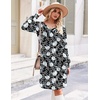 image:imageZeagoo Fall Dresses for Women Long Sleeve Casual Pleated V Neck Dress 2026 A Line Tunic DressBlack Floral