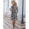 image:imageZeagoo Fall Dresses for Women Long Sleeve Casual Pleated V Neck Dress 2026 A Line Tunic DressBlack Floral