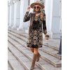 image:imageZeagoo Fall Dresses for Women Long Sleeve Casual Pleated V Neck Dress 2026 A Line Tunic DressBlack Printed