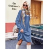 image:imageZeagoo Fall Dresses for Women Long Sleeve Casual Pleated V Neck Dress 2026 A Line Tunic DressBlue