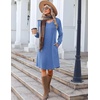image:imageZeagoo Fall Dresses for Women Long Sleeve Casual Pleated V Neck Dress 2026 A Line Tunic DressBlue