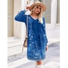 image:imageZeagoo Fall Dresses for Women Long Sleeve Casual Pleated V Neck Dress 2026 A Line Tunic DressBlue Floral