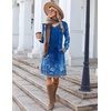 image:imageZeagoo Fall Dresses for Women Long Sleeve Casual Pleated V Neck Dress 2026 A Line Tunic DressBlue Floral