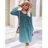 image:imageZeagoo Fall Dresses for Women Long Sleeve Casual Pleated V Neck Dress 2026 A Line Tunic DressBlue Green 01