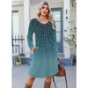 image:imageZeagoo Fall Dresses for Women Long Sleeve Casual Pleated V Neck Dress 2026 A Line Tunic DressBlue Green 01
