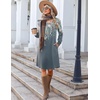 image:imageZeagoo Fall Dresses for Women Long Sleeve Casual Pleated V Neck Dress 2026 A Line Tunic DressBlue Green Floral