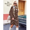 image:imageZeagoo Fall Dresses for Women Long Sleeve Casual Pleated V Neck Dress 2026 A Line Tunic DressBrown Floral
