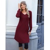 image:imageZeagoo Fall Dresses for Women Long Sleeve Casual Pleated V Neck Dress 2026 A Line Tunic DressBurgundy