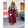 image:imageZeagoo Fall Dresses for Women Long Sleeve Casual Pleated V Neck Dress 2026 A Line Tunic DressBurgundy