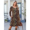 image:imageZeagoo Fall Dresses for Women Long Sleeve Casual Pleated V Neck Dress 2026 A Line Tunic DressChic Printed