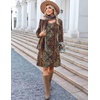 image:imageZeagoo Fall Dresses for Women Long Sleeve Casual Pleated V Neck Dress 2026 A Line Tunic DressChic Printed