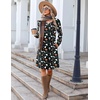 image:imageZeagoo Fall Dresses for Women Long Sleeve Casual Pleated V Neck Dress 2026 A Line Tunic DressHalloween Print