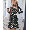 image:imageZeagoo Fall Dresses for Women Long Sleeve Casual Pleated V Neck Dress 2026 A Line Tunic DressHalloween Print