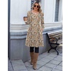 image:imageZeagoo Fall Dresses for Women Long Sleeve Casual Pleated V Neck Dress 2026 A Line Tunic DressLight Khaki Floral