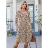 image:imageZeagoo Fall Dresses for Women Long Sleeve Casual Pleated V Neck Dress 2026 A Line Tunic DressLight Khaki Floral