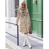 image:imageZeagoo Fall Dresses for Women Long Sleeve Casual Pleated V Neck Dress 2026 A Line Tunic DressLight Khaki Floral