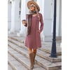 image:imageZeagoo Fall Dresses for Women Long Sleeve Casual Pleated V Neck Dress 2026 A Line Tunic DressMauve